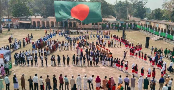 নড়াইলে হাজারো কণ্ঠে বঙ্গবন্ধুর ঐতিহাসিক ৭ই মাচ-এর ভাষণ এবং জাতীয় সংগীত পরিবেশন